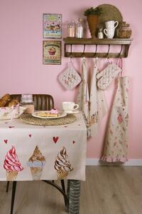 Béžový bavlněný běhoun na stůl se zmrzlinou Frosty And Sweet - 50*160 cm