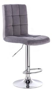 LuxuryForm Barová židle TOLEDO VELUR na stříbrném talíři - tmavě šedá