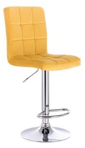 Barová židle TOLEDO VELUR na stříbrném talíři - žlutá
