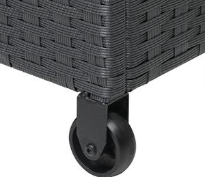 FurniGO Ratanový úložný box s kolečky 150 cm - černý