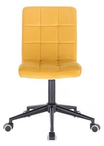 Židle TOLEDO VELUR na černé podstavě s kolečky - žlutá