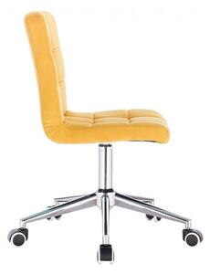 Židle TOLEDO VELUR na stříbrné podstavě s kolečky - žlutá