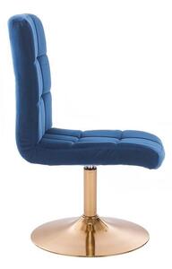 LuxuryForm Židle TOLEDO VELUR na zlatém talíři - modrá