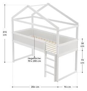 FurniGO Dětská patrová postel Josy 90 x 200 cm - bílá