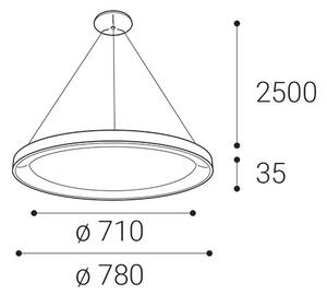 LED2 Závěsné LED osvětlení na lanku BELLA, 60W, 3000K/4000K, kruhové, hnědé 3271958