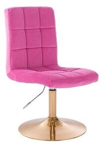 Židle TOLEDO VELUR na zlatém talíři - růžová