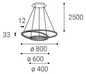 LED2 Závěsné LED osvětlení na lanku CIRCLE, 136W, teplá bílá, kruhové, černé 3271133
