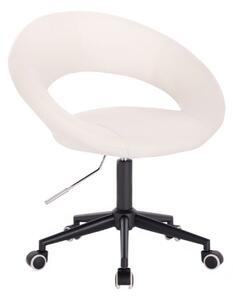 LuxuryForm Židle NAPOLI na černé podstavě s kolečky - bílá