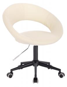 LuxuryForm Židle NAPOLI na černé podstavě s kolečky - krémová