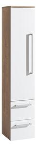 MEREO - Bino koupelnová skříňka 163 cm, závěsná, bez nožiček, levá, bílá/dub (CN677)
