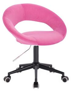 LuxuryForm Židle NAPOLI VELUR na černé podstavě s kolečky - růžová