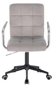 LuxuryForm Židle VERONA VELUR na černé podstavě s kolečky - světle šedá