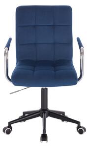 LuxuryForm Židle VERONA VELUR na černé podstavě s kolečky - modrá