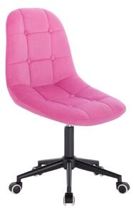 Židle SAMSON VELUR na černé podstavě s kolečky - růžová