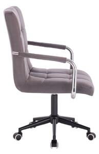 LuxuryForm Židle VERONA VELUR na černé podstavě s kolečky - tmavě šedá