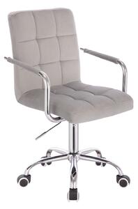 LuxuryForm Židle VERONA VELUR na stříbrné podstavě s kolečky - světle šedá