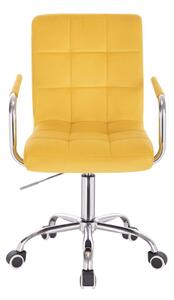 LuxuryForm Židle VERONA VELUR na stříbrné podstavě s kolečky - žlutá