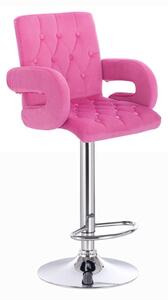 LuxuryForm Barová židle BOSTON VELUR na stříbrném talíři - růžová