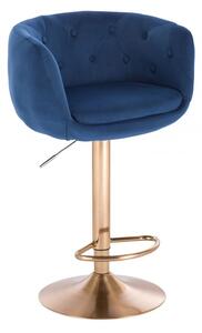 Barová židle MONTANA VELUR na zlatém talíři - modrá