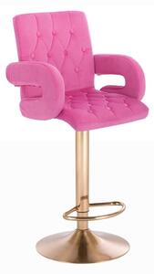 LuxuryForm Barová židle BOSTON VELUR na zlatém talíři - růžová