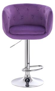 Barová židle MONTANA VELUR na stříbrném talíři - fialová