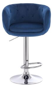 LuxuryForm Barová židle MONTANA VELUR na stříbrném talíři - modrá