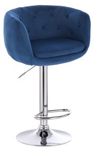 Barová židle MONTANA VELUR na stříbrném talíři - modrá