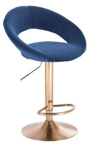 Barová židle NAPOLI VELUR na zlatém talíři - modrá