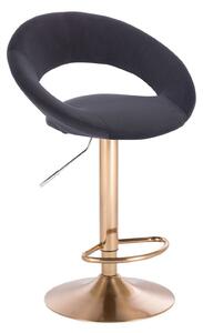 Barová židle NAPOLI VELUR na zlatém talíři - černá
