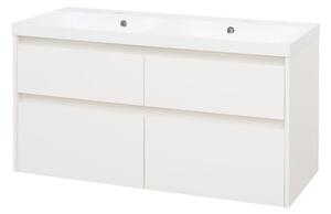 MEREO - Opto, koupelnová skříňka, umyvadlo z litého mramoru, bílá, 4 zásuvky, 1210x580x458 mm (CN913M)