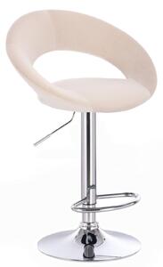 LuxuryForm Barová židle NAPOLI VELUR na stříbrném talíři - krémová