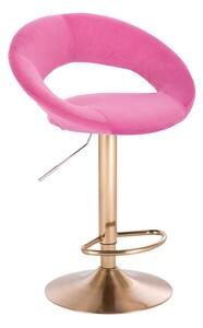LuxuryForm Barová židle NAPOLI VELUR na zlatém talíři - růžová