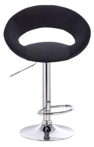 Barová židle NAPOLI VELUR na stříbrném talíři - černá