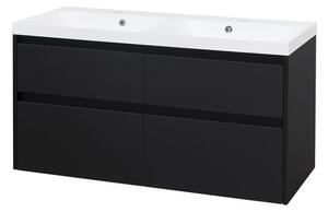 MEREO - Opto, koupelnová skříňka, umyvadlo z litého mramoru, černá, 4 zásuvky, 1210x580x458 mm (CN943M)