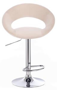 Barová židle NAPOLI VELUR na stříbrném talíři - krémová