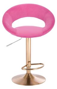 LuxuryForm Barová židle NAPOLI VELUR na zlatém talíři - růžová
