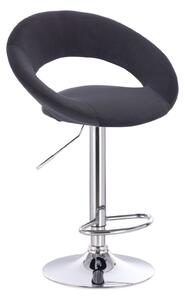 Barová židle NAPOLI VELUR na stříbrném talíři - černá