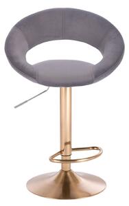 Barová židle NAPOLI VELUR na zlatém talíři - tmavě šedá