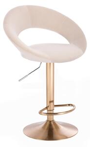 LuxuryForm Barová židle NAPOLI VELUR na zlatém talíři - krémová