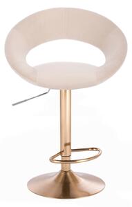 Barová židle NAPOLI VELUR na zlatém talíři - krémová