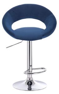LuxuryForm Barová židle NAPOLI VELUR na stříbrném talíři - modrá