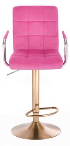Barová židle VERONA VELUR na zlatém talíři - růžová