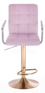 LuxuryForm Barová židle VERONA VELUR na zlatém talíři - fialový vřes