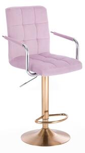 LuxuryForm Barová židle VERONA VELUR na zlatém talíři - fialový vřes