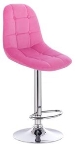 LuxuryForm Barová židle SAMSON VELUR na stříbrném talíři - růžová