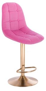 Barová židle SAMSON VELUR na zlatém talíři - růžová