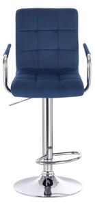 Barová židle VERONA VELUR na stříbrném talíři - modrá