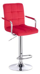LuxuryForm Barová židle VERONA VELUR na stříbrném talíři - červená