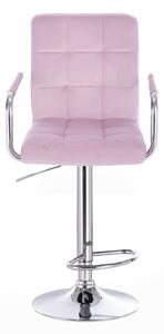 LuxuryForm Barová židle VERONA VELUR na stříbrném talíři - fialový vřes