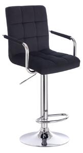 LuxuryForm Barová židle VERONA VELUR na stříbrném talíři - černá